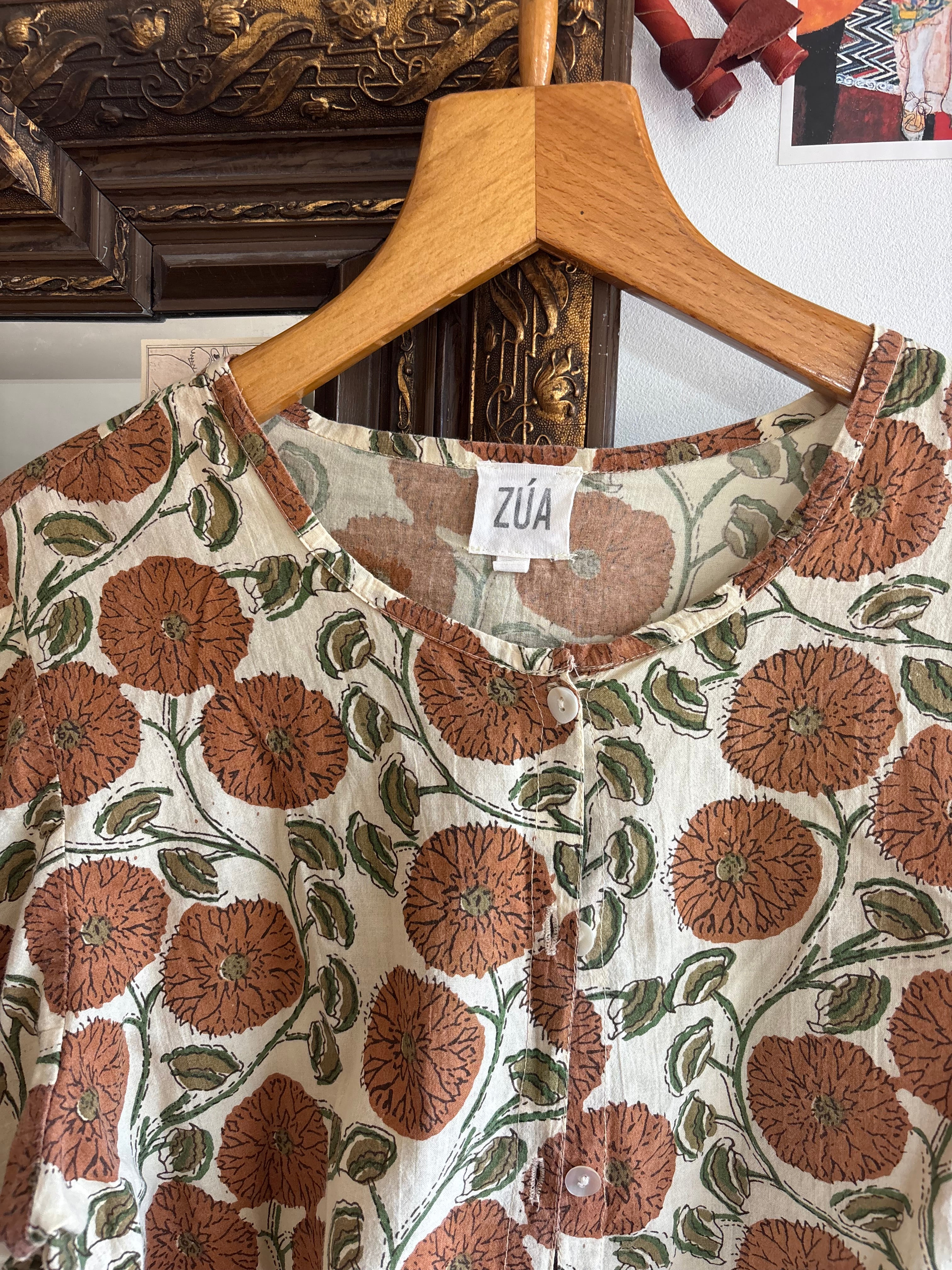 Blockprint blouse katoen M