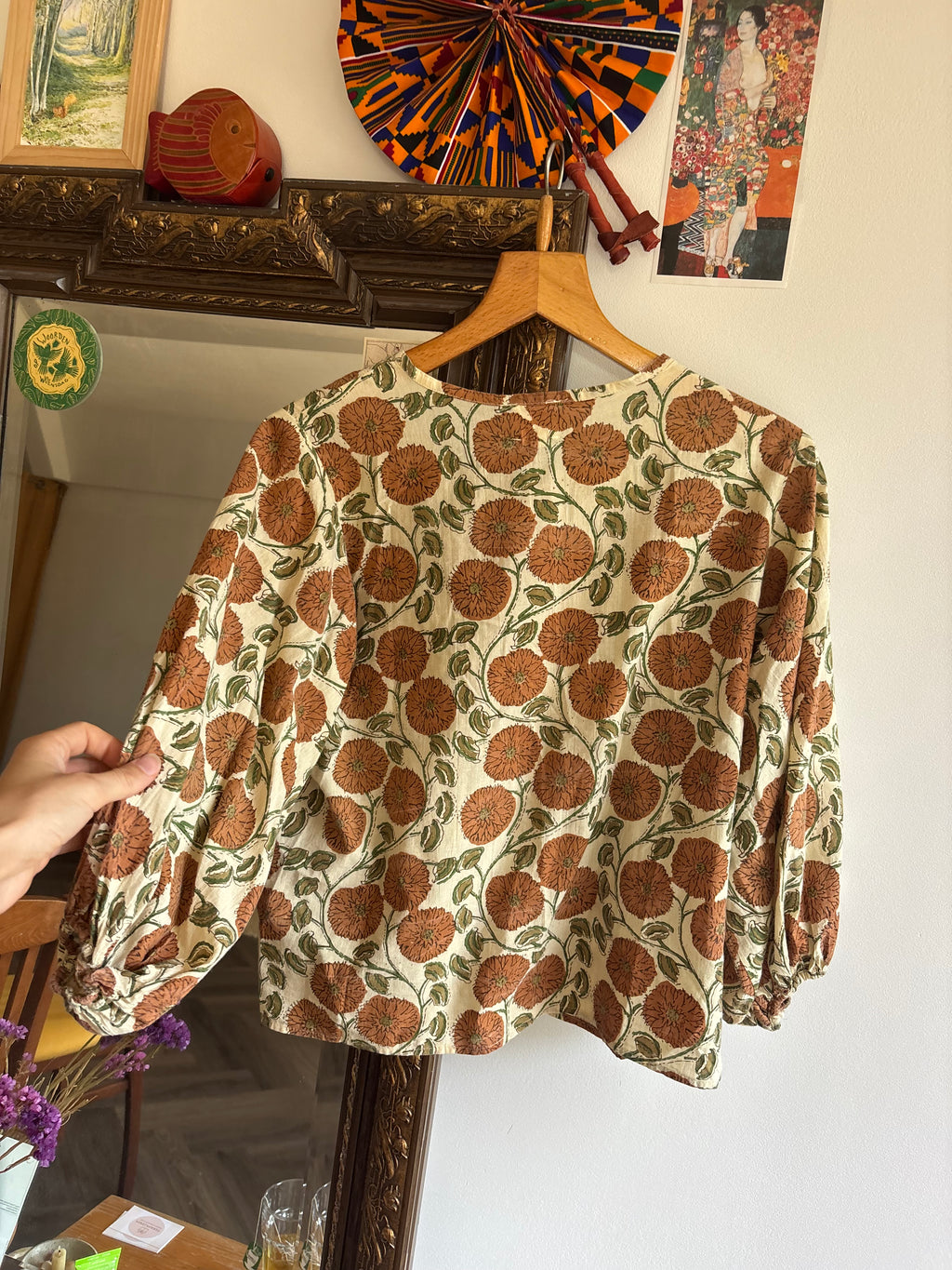 Blockprint blouse katoen M
