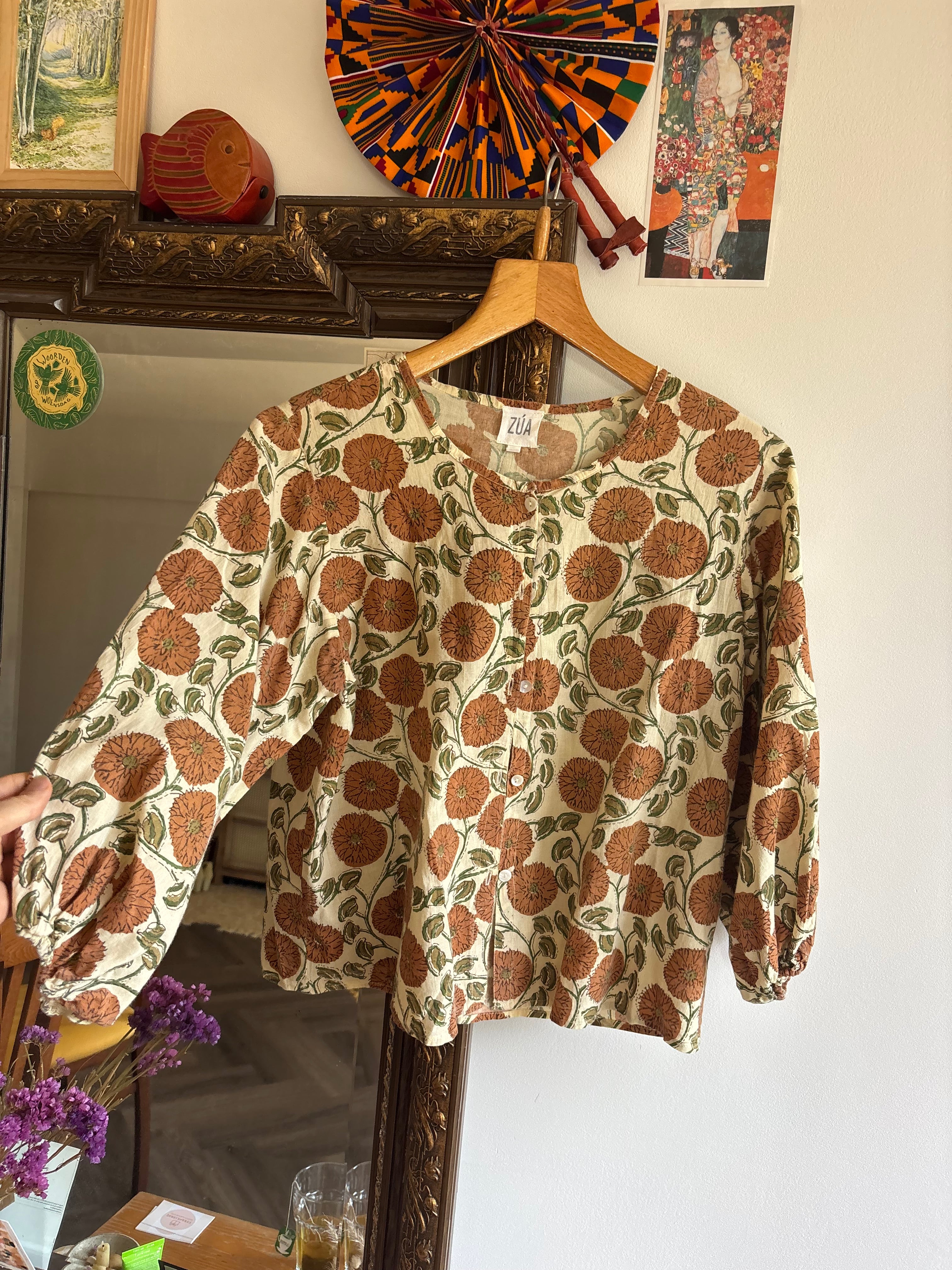 Blockprint blouse katoen M