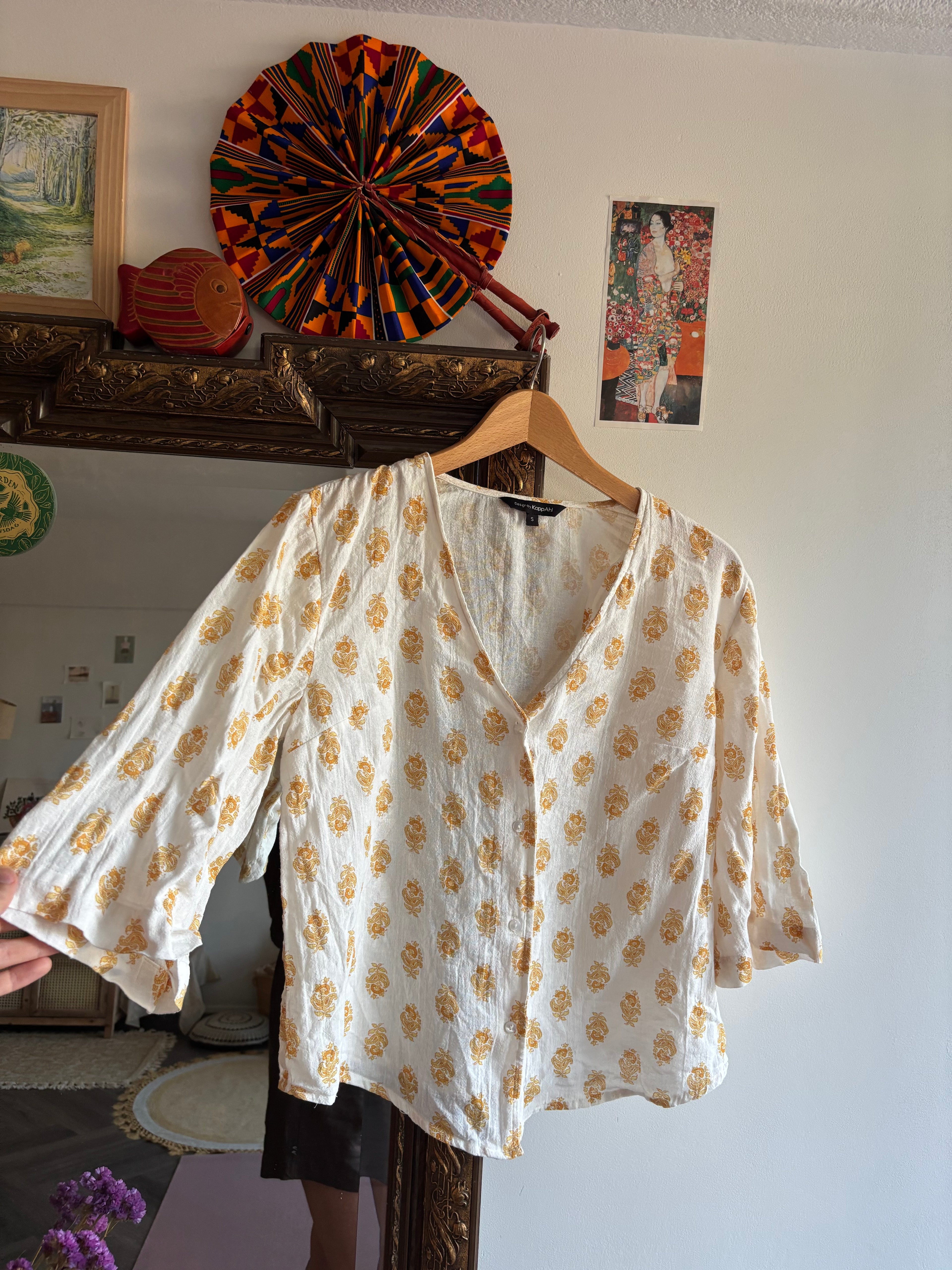 Kappahl katoenen blockprint blouse