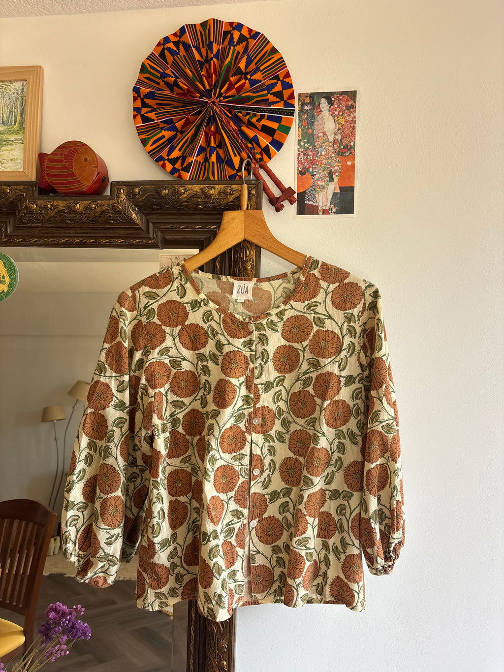 Blockprint blouse katoen M