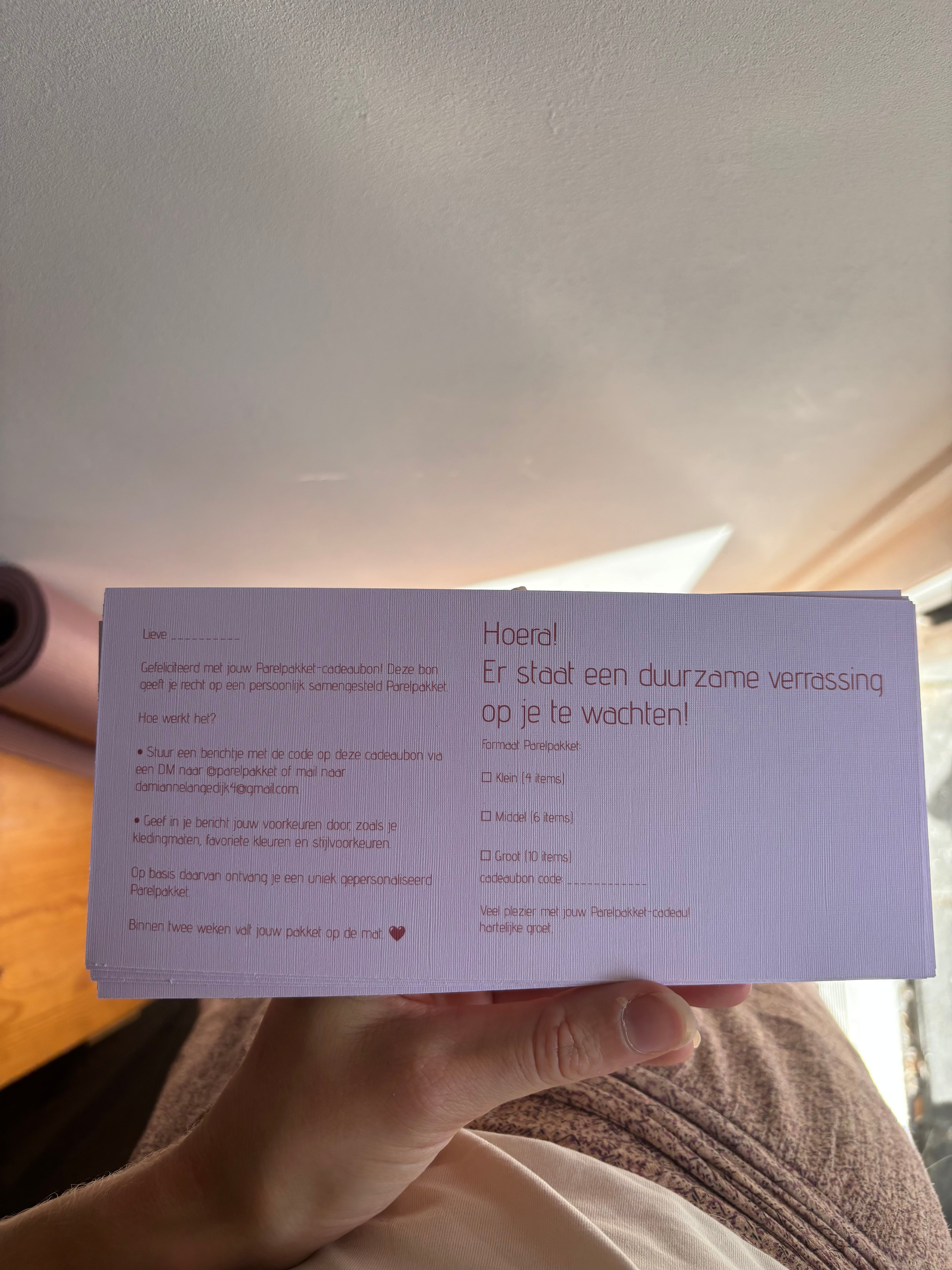 Parelpakket cadeaubon — vanaf €65 (klein, middel of groot pakket)